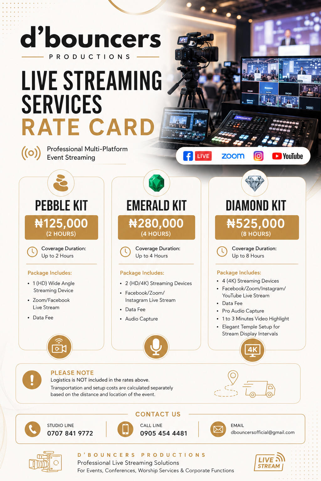 LIVE STREAMING RATES